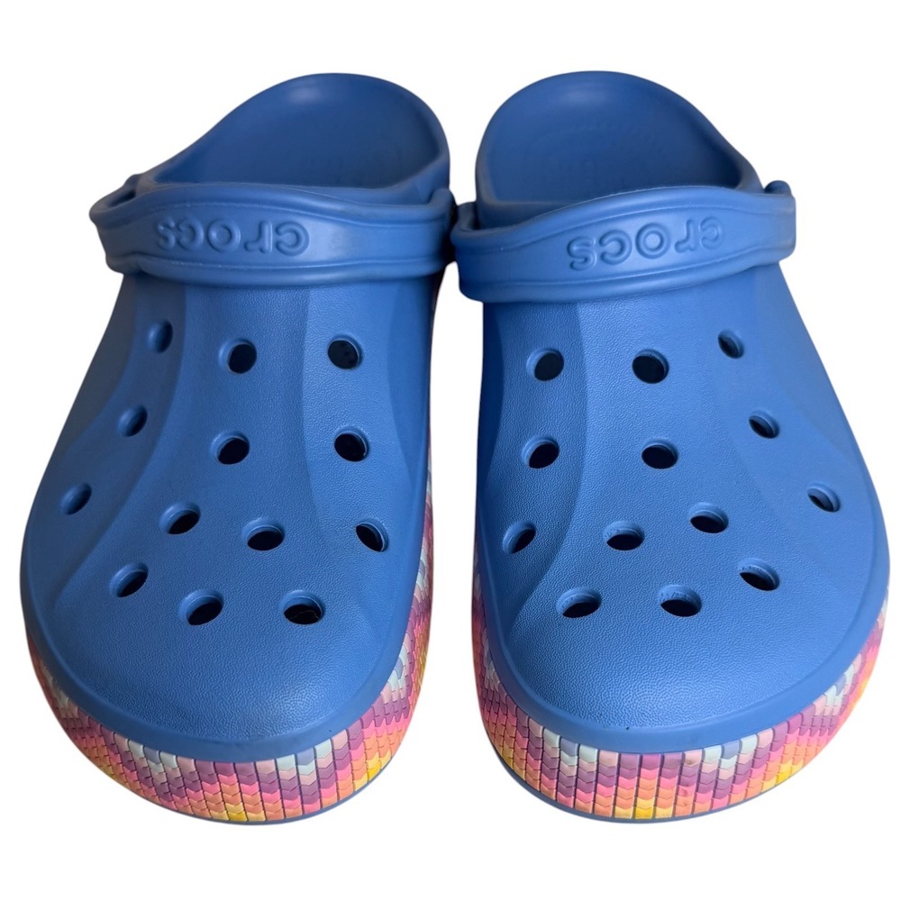 Crocs Classic Clogs Blue Multicolor Graphic Mens 12 - Picture 3 of 15
